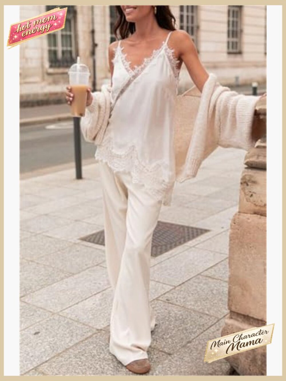 Satin Lace Camisole Spaghetti Strap Flowy Silky Cami Top Y2K Asymmetrical Slip - Picture 2 of 3